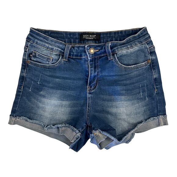 Judy Blue Los Angeles Short Denim Medium Wash Stretchy Shorts Size 27 - Picture 1 of 6